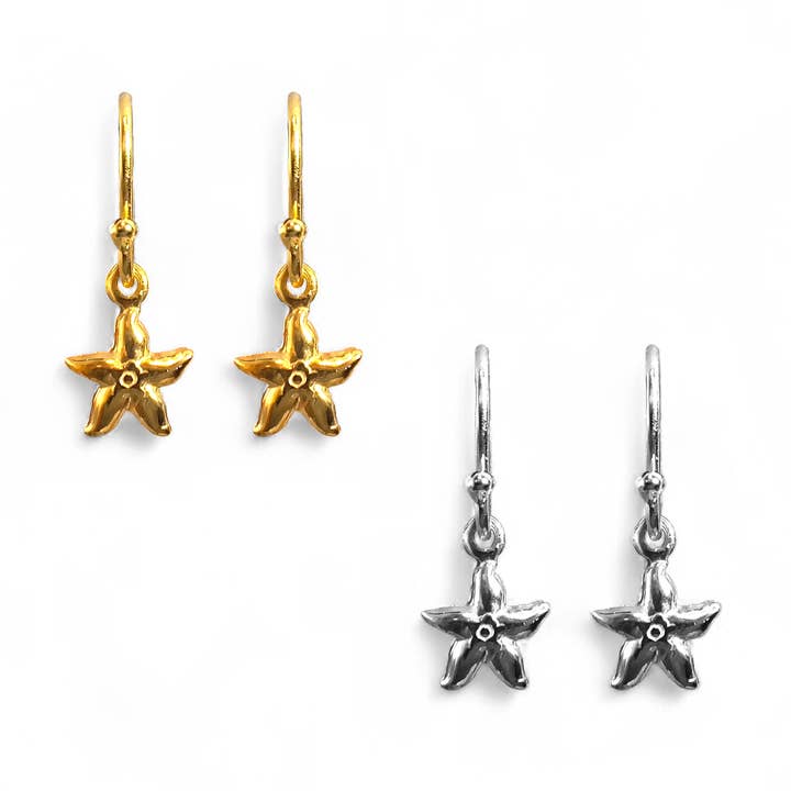 STARFISH earrings made of 925 silver (gold-plated) for wholesale by Grethe Winter