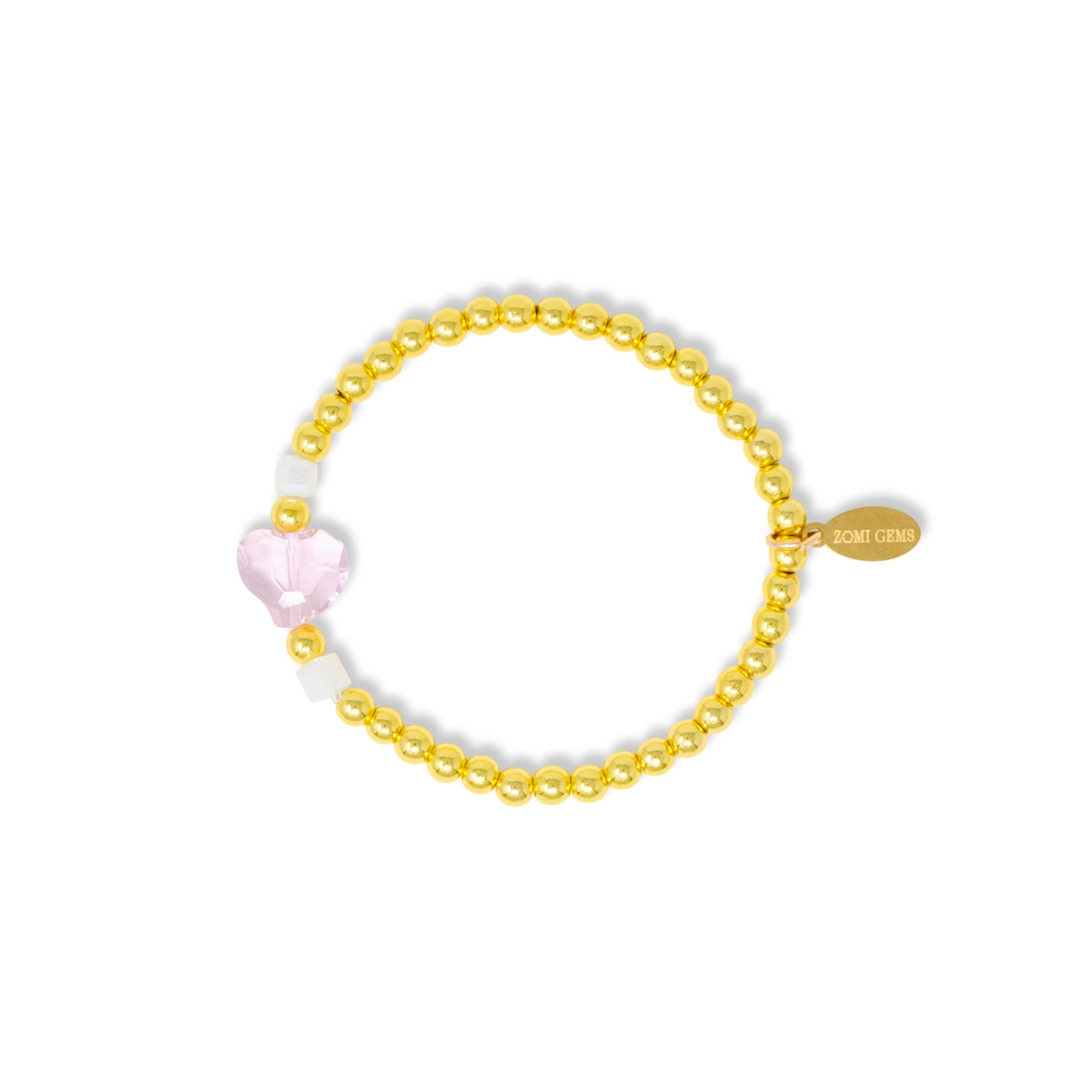 Tiny Treats and ZOMI GEMS - Wholesale Beaded Bracelet - Kids - Stretchy Gold Bead Heart Birthstone Bracelets for Kids20