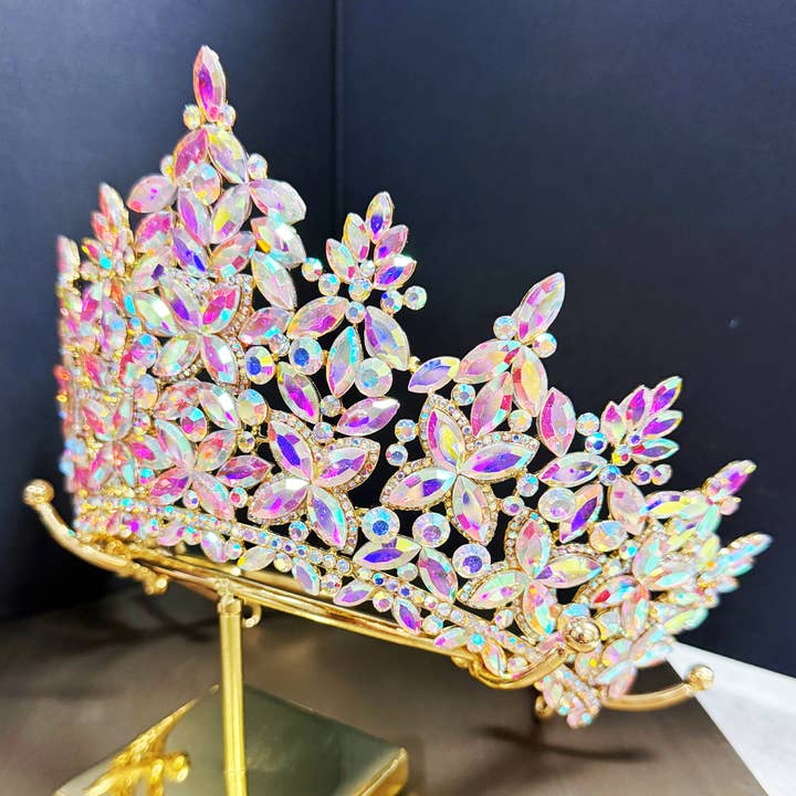 Happy Dream Gifts - Wholesale Party hat/crown - Quinceanera Crown, AB Crystal Crown, Prom Gold Headdress2