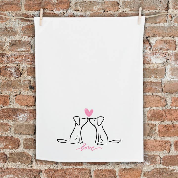Love Dog Tea Towel for wholesale by Anna Whitham Co.
