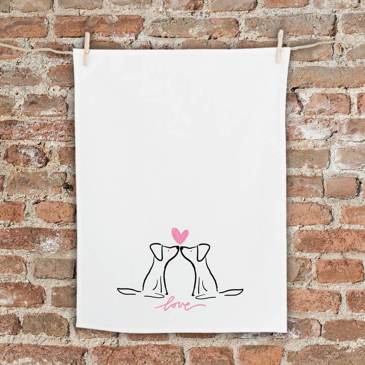 Love Dog Tea Towel for wholesale by Anna Whitham Co.