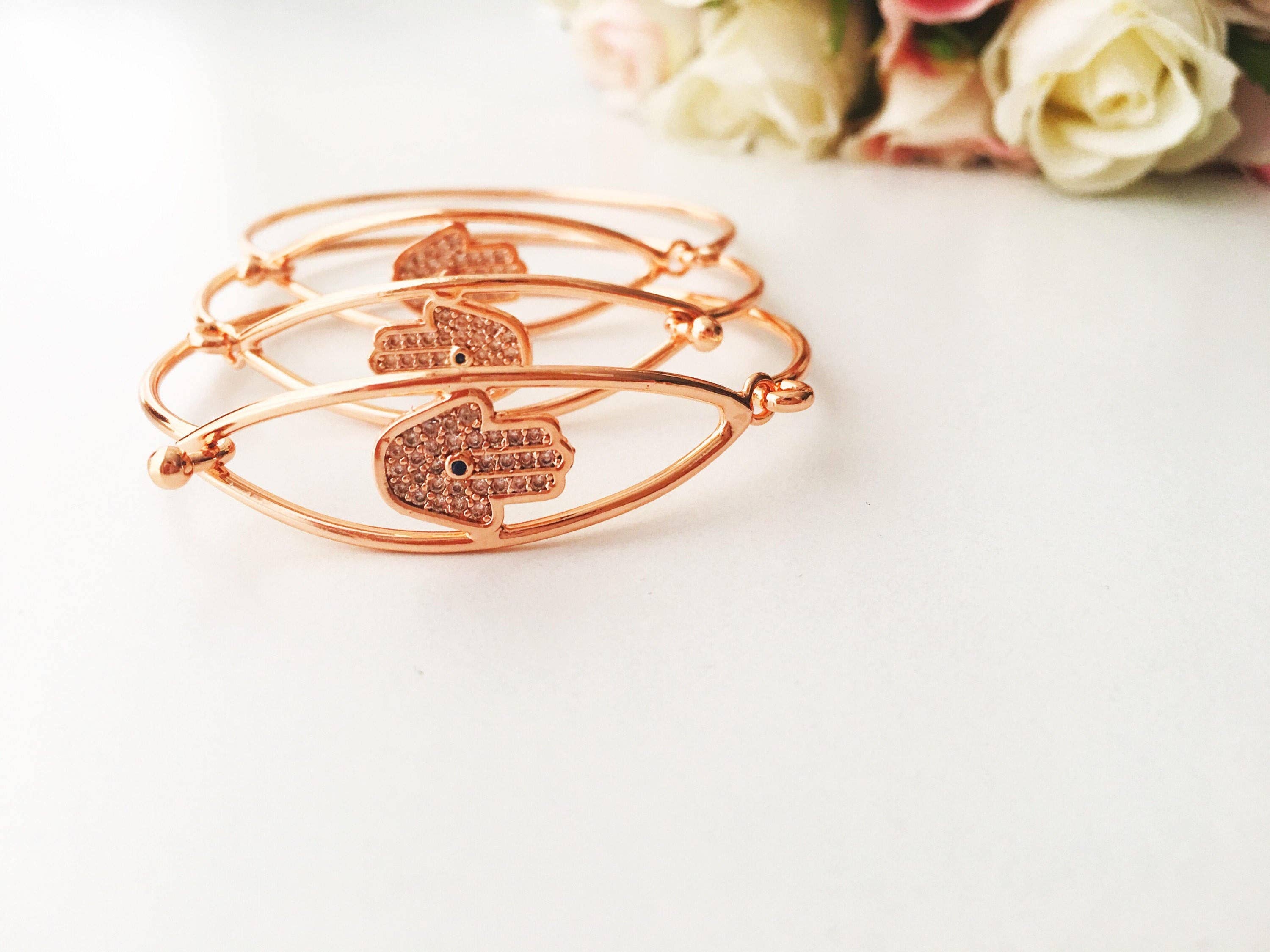 Evileyefavor - Wholesale Cuff Bracelet - Hamsa Hand Bracelet, Rose Gold Bangle Bracelet, Bangles4