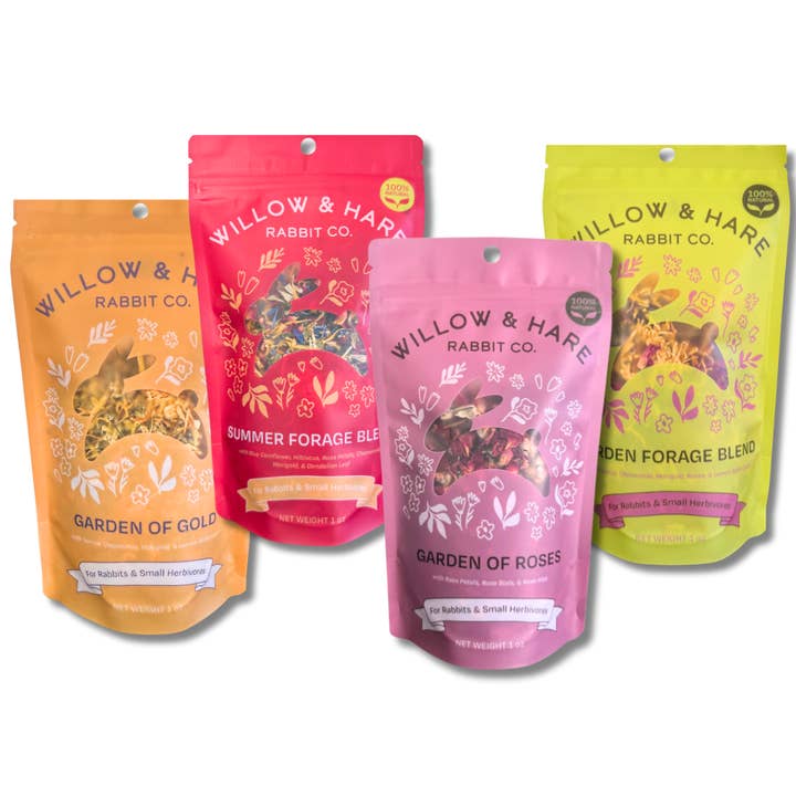 4-Pack Rabbit Forage Mix Collection for wholesale by Willow and Hare Rabbit Co.