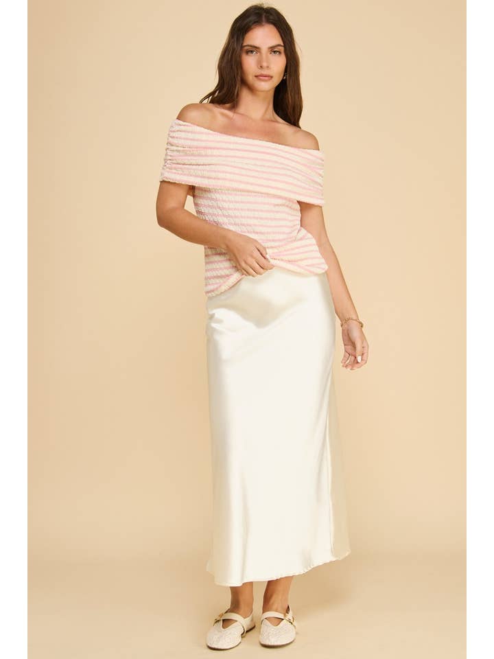 If She Loves - Wholesale Skirt - Women's - ISK1381 Aniston Slip Skirt Champagne