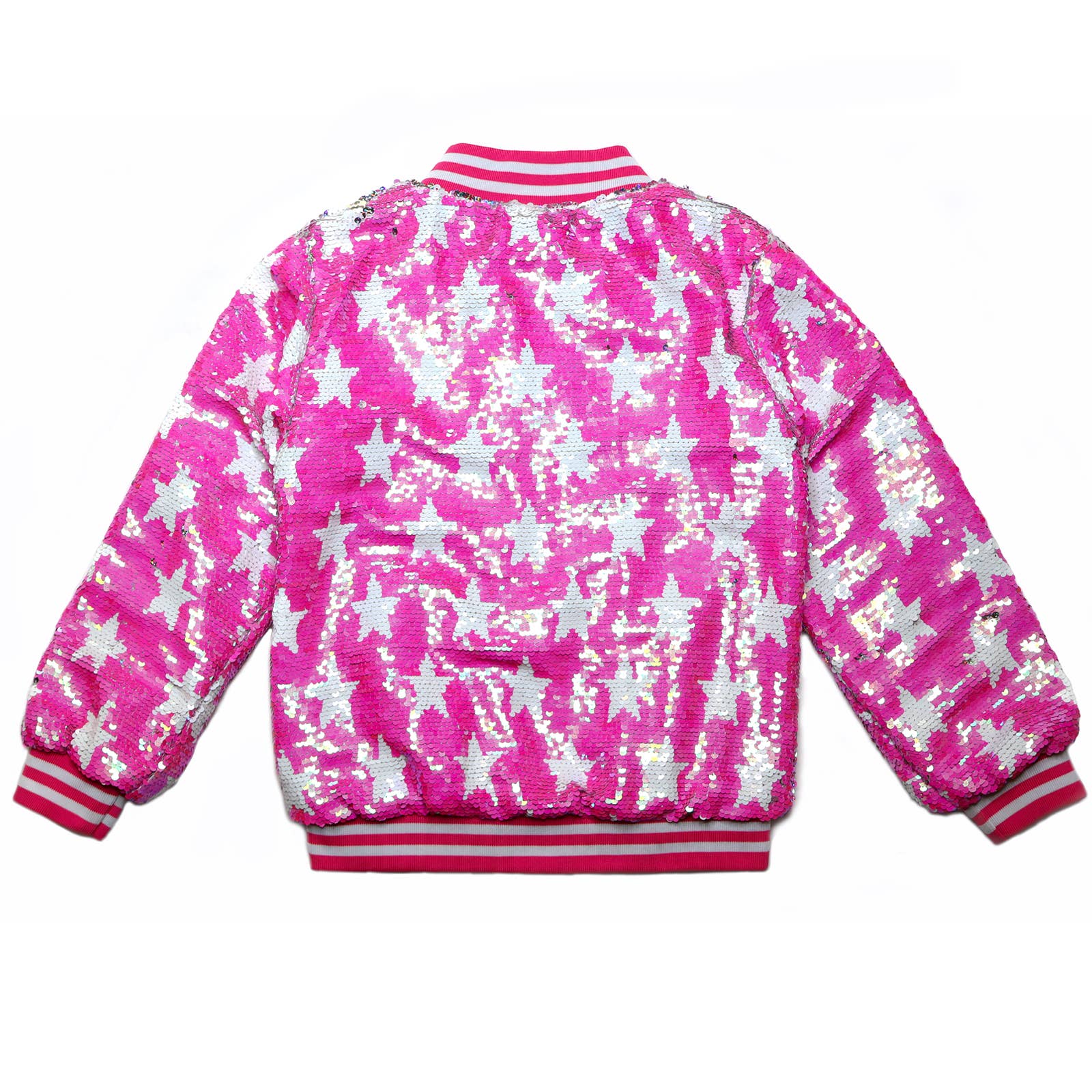 Rebelde Planet - Wholesale Bomber Jacket - Kids - Hot Pink with white star sequin bomber jacket2