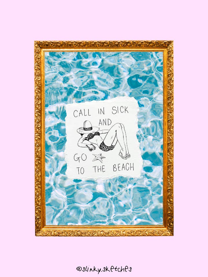 Go to the Beach A4 Art Print for wholesale by Slinky Sketches