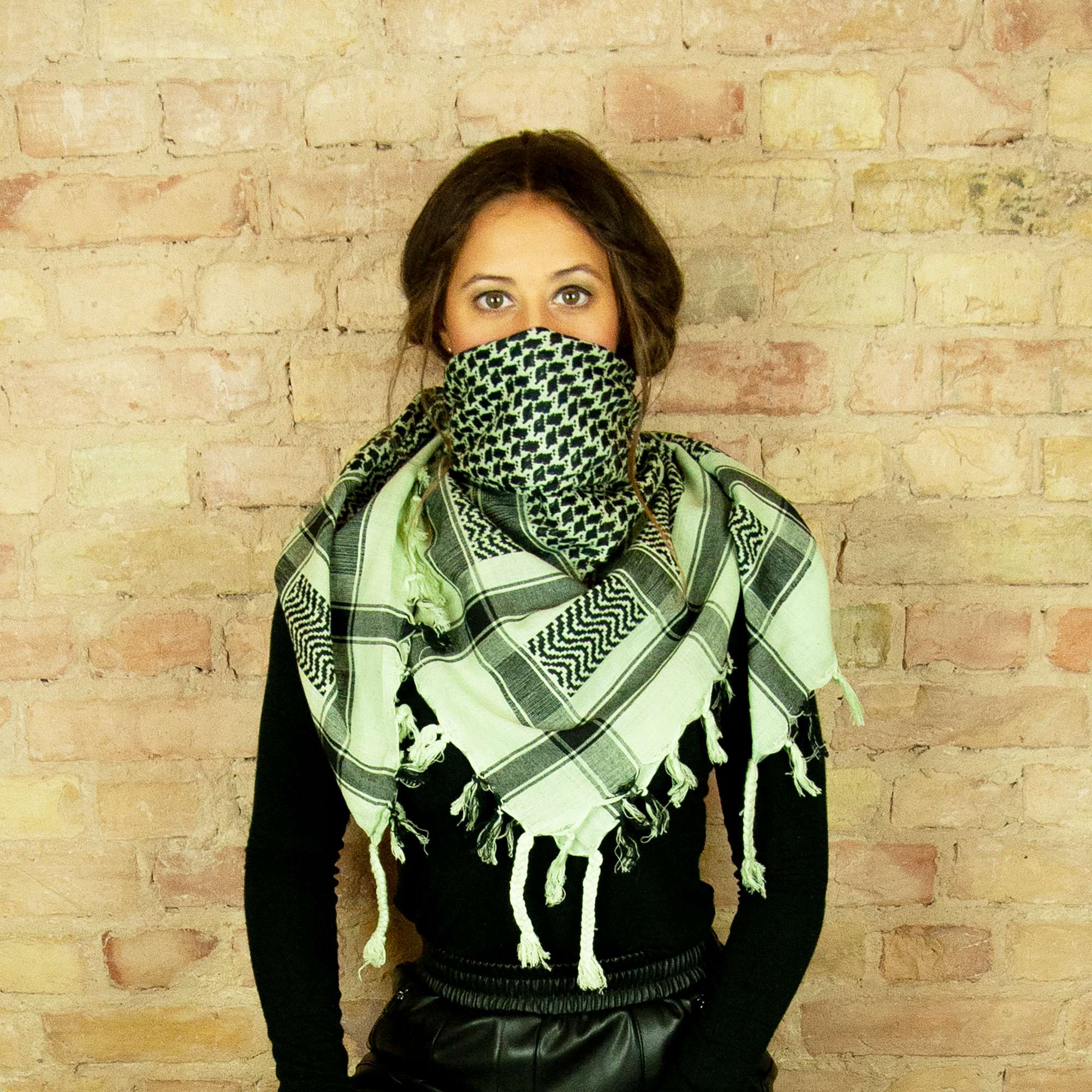 Tribal Trade GmbH – Großhandel Schal – Unisex – Palituch - Grün-Mintgrün - Schwarz - Kufiya PLO Tuch7