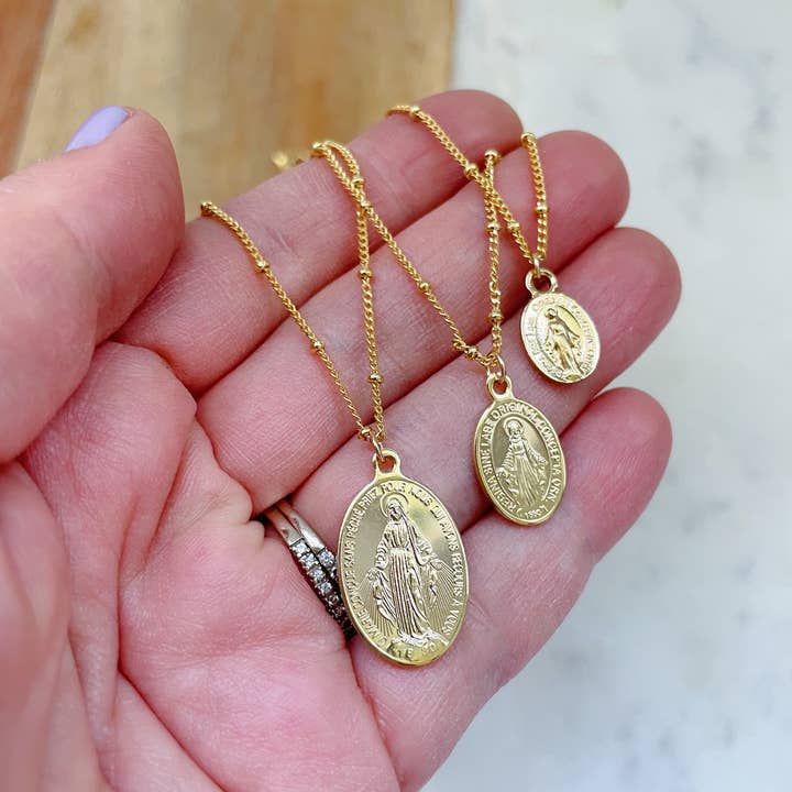 Laalee Jewelry - Wholesale Pendant/charm necklace - Gold Virgin Mary Necklace, Religious Jewelry Satellite Chain2