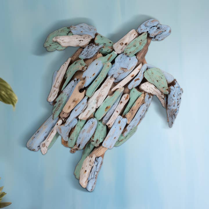 Wood Coastal Turtle Decorative Figurine - Blue, 2 in. for wholesale by Sagebrook Home