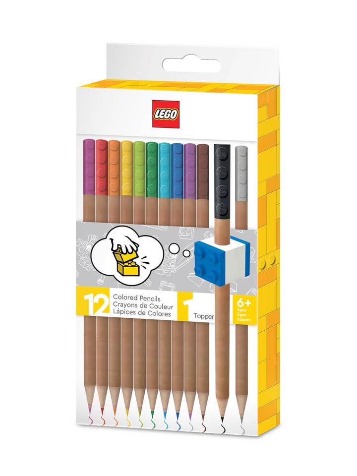 Lápices de colores LEGO con toppers - 12 colores en estuche de regalo para venta al por mayor de Joy Toy