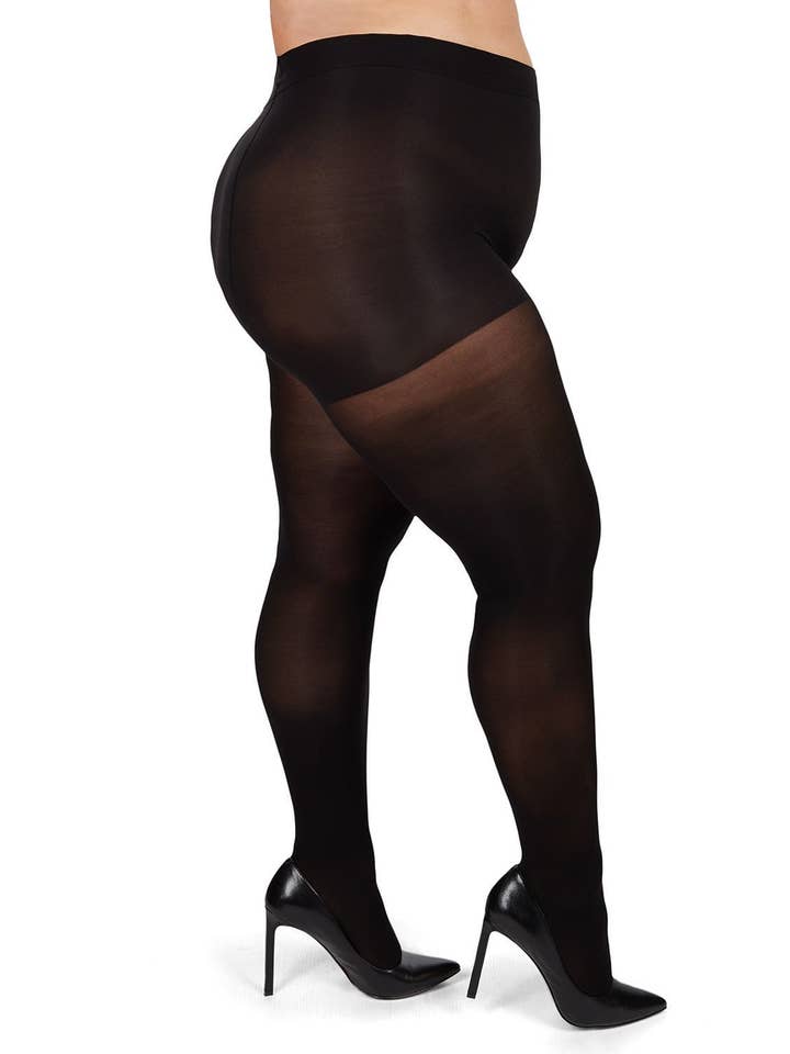 MeMoi Microfiber Opaque Plus Size Curvy Control Top Tights for wholesale by Infinity Classics International Inc.