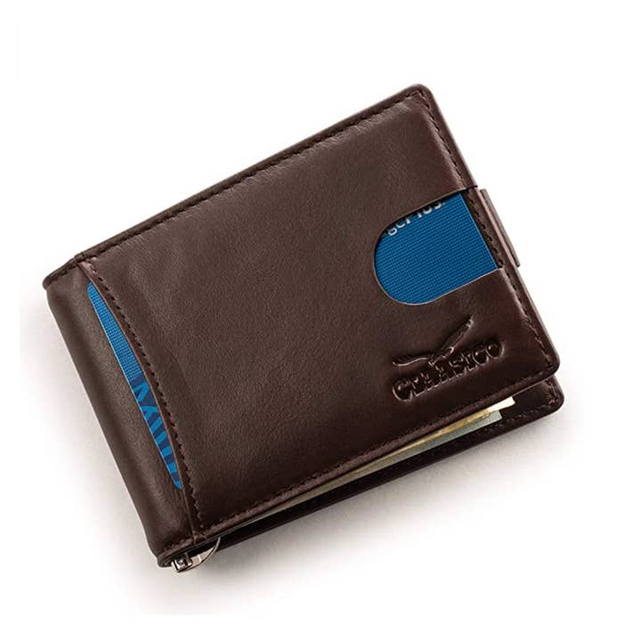 Claasico - Vendita all'ingrosso Portafogli - Uomo - Portafoglio piccolo con fermasoldi in pelle bifold con linguetta21