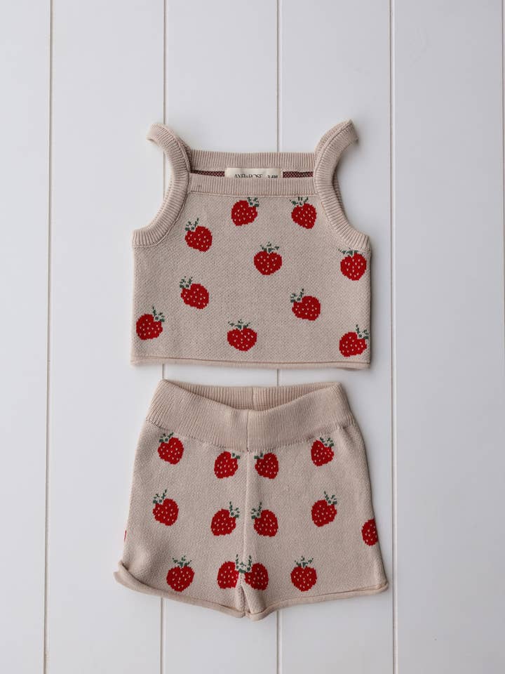 Spring Knit Strawberry Two Piece Set for wholesale by Axel & Rose