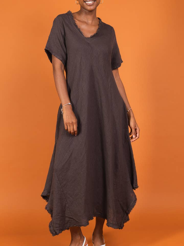 Loose linen dress cut on the bias 14950 for wholesale by Shyloh