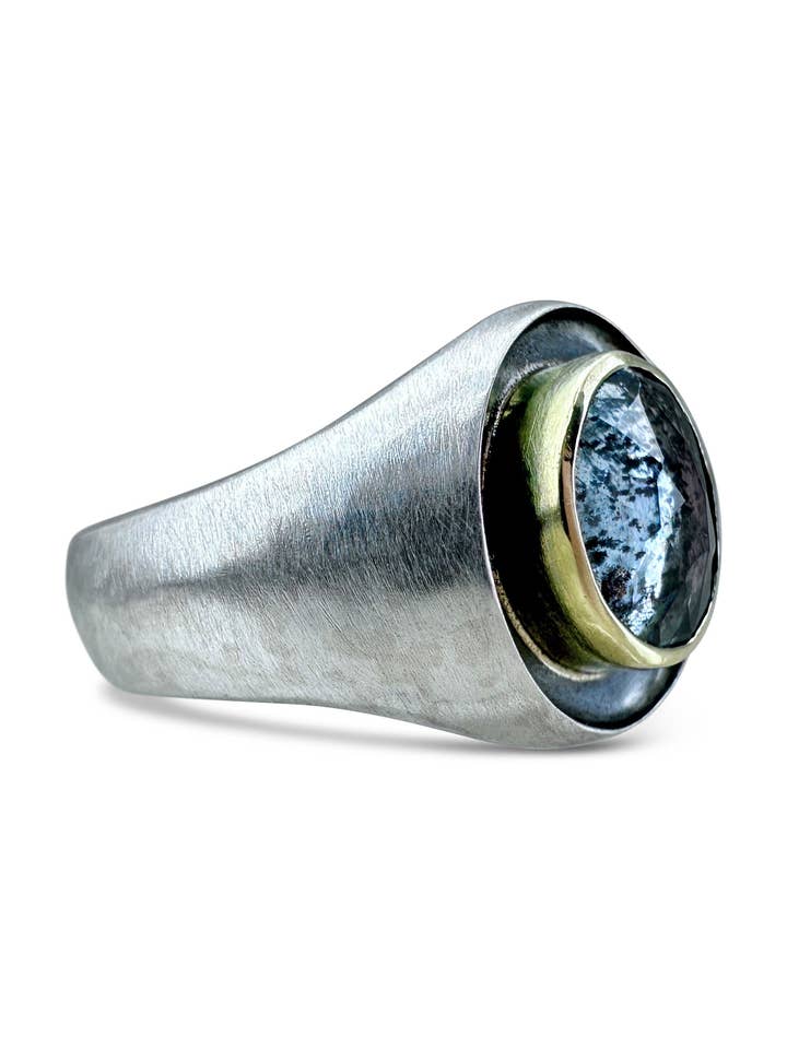 Moss Aquamarine Signet Style Ring for wholesale by Austin Titus Studio