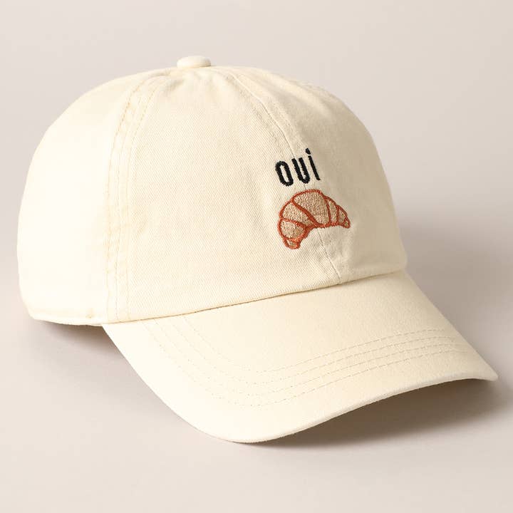 Fashion City - Wholesale Baseball Cap - Women's - OUI Croissant Embroidered Baseball Cap1