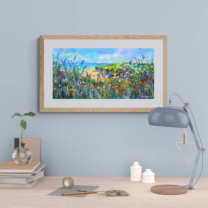 Druck auf Papier von Seaside Sanctuary für den Großhandel von Rhian John Paintings