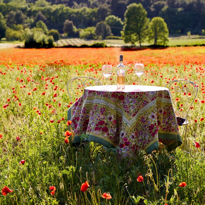 Couleur Nature - Wholesale Tablecloth - Jardin Red & Green | French Tablecloths