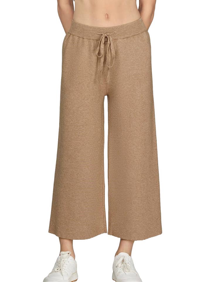 Capri Sweater Pants With Elastic Waist Tie for wholesale by Vanilla Monkey