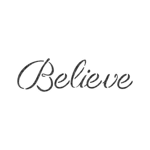 Believe Stencil for wholesale by The Stencil Studio