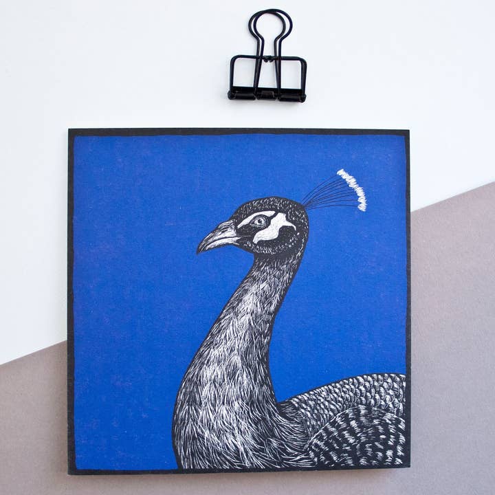 Postcard Peacock, Bird Illustration for Nature Lovers for wholesale by Katja Rub