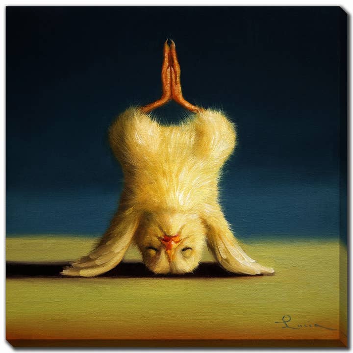 Yoga Chick Lotus Headstand Printed 38x38 Canvas Wall Art for wholesale by Streamline Art