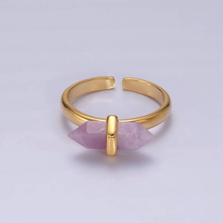 Aim Eternal - Wholesale Single Stone/Solitaire Ring - 14K Gold Filled Natural Gemstone Pointed Wand Ring | O688 - O6975