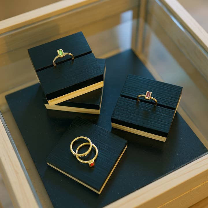 Black Dipped Wooden Ring Display Blocks for wholesale by Wooden Objects Co