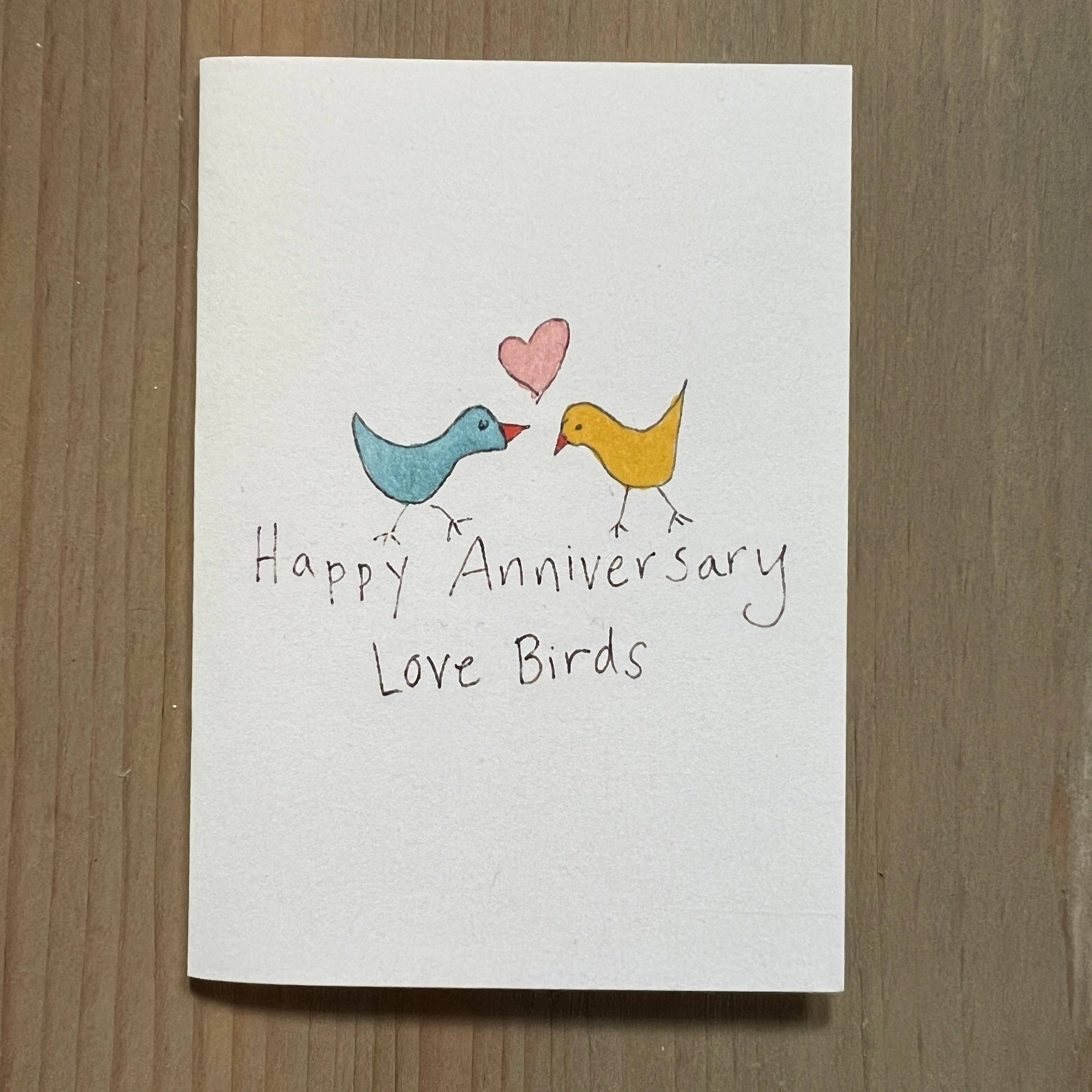 Zucchini Fish - Wholesale Anniversary Card - Happy Anniversary Love Birds Enclosure Card2