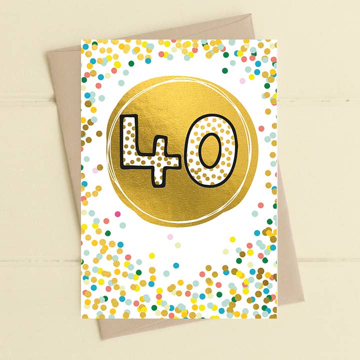 Confetti Age 40 - Greetings Card for wholesale by Dandelion Stationery