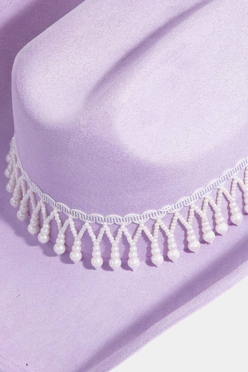 Collections by Fame Accessories - Vente Chapeau en feutre - femme - Chapeau de cowboy occidental à franges de perles4