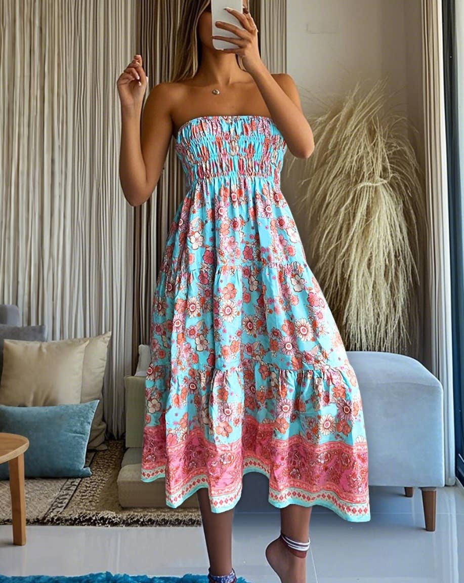 Rosa Clothing - Wholesale Skirt - Women's - Swing Style Bohemia Ethnic Floral maxi skirt10