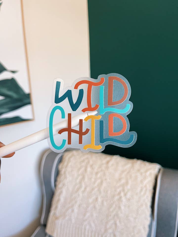 Wild Child Clear Vinyl Sticker for wholesale by dinahslettering