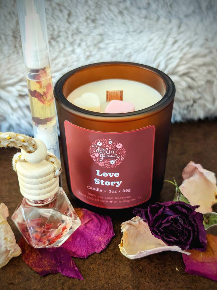 Love Story Wood Wick Candle for wholesale by The Darlin' Garden