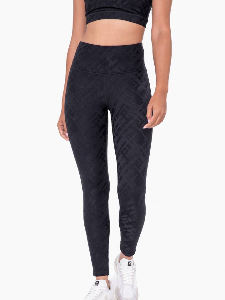 Mono B - Wholesale Athletic/Lounge Leggings - Women's - BRONZE - TACTEL® Crosshatch High-Waist Leggings