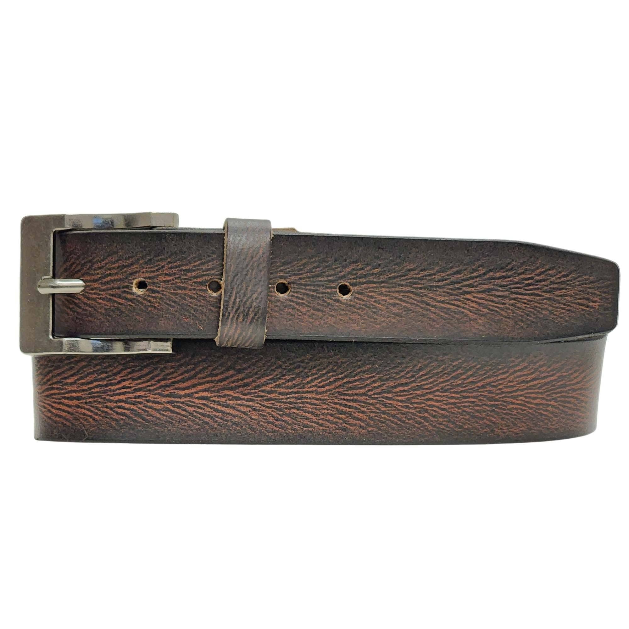 NAB LEATHER - Vente Ceinture – unisexe - Ceinture The Embers - Ceinture en cuir rouge à bords carbonisés0