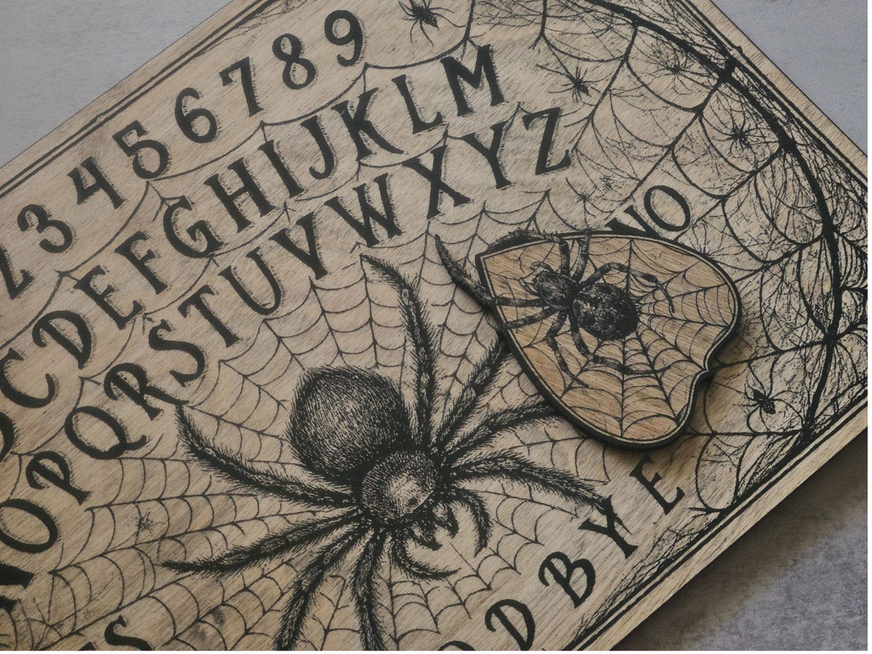 Ink and Flowers Designs - Wholesale Spirit Board - Spider & Cobweb Spirit Board with Planchette3