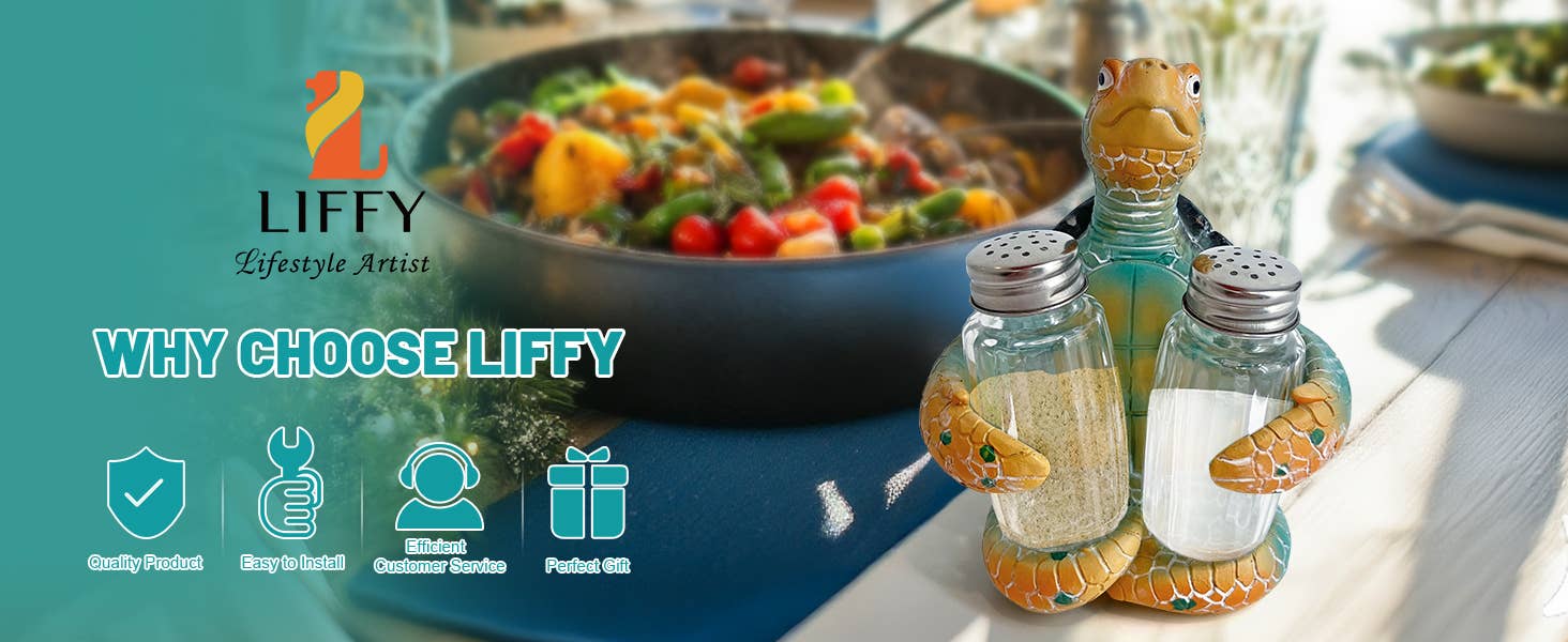 Liffy - Wholesale Salt & Pepper Shaker Set - Sea Turtle Salt and Pepper Shaker Holder Ocean Kitchen Decor11