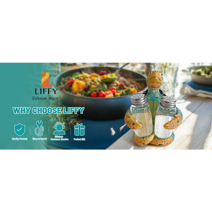 Liffy - Wholesale Salt & Pepper Shaker Set - Sea Turtle Salt and Pepper Shaker Holder Ocean Kitchen Decor11
