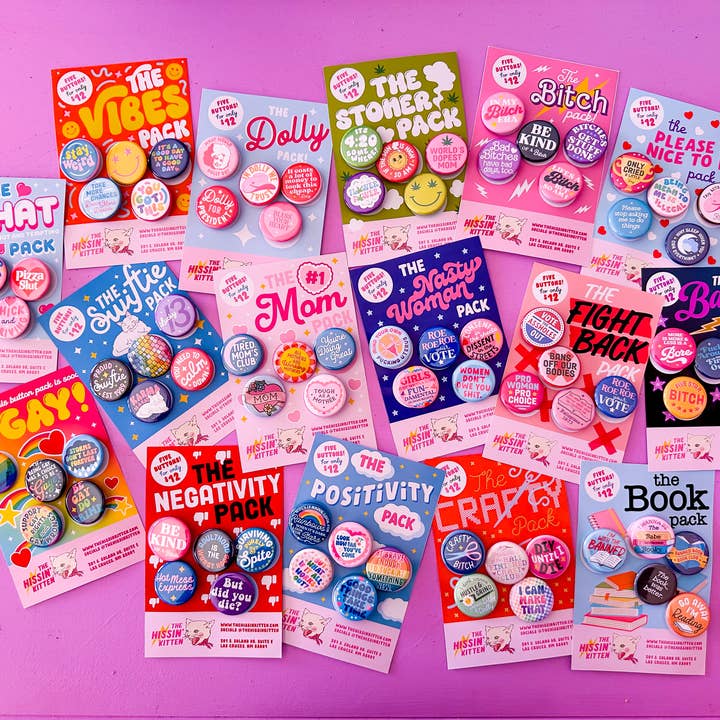 The Hissin' Kitten - Wholesale Lapel Pin/Button - The #1 Mom Pack (Buttons or Magnets!)