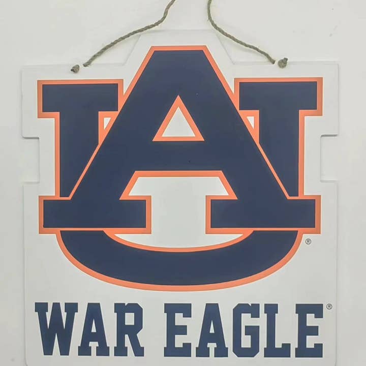 Support de porte en bois avec logo Auburn pour la vente par Valiant Gifts Inc