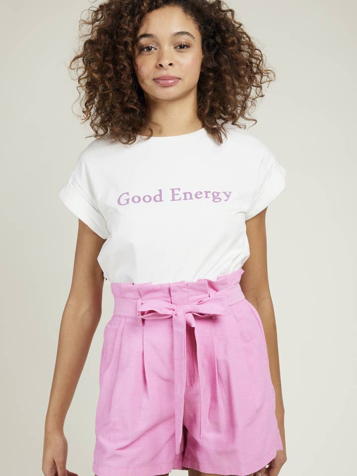 Shorts BIARRITZ de algodón con estilo paperbag y cinturón para venta al por mayor de Andy & Lucy