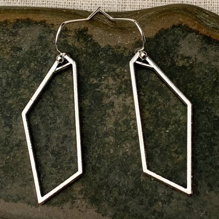 Geometric Minimalist Modern Silver Dangle Earrings for wholesale by Tiger Flower Jewelry
