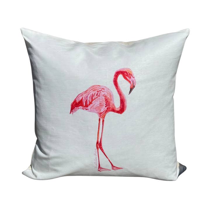 Goose and Willow - Wholesale Throw/Decorative Pillow - Throw Pillow - Flamingo on Linen Cotton3
