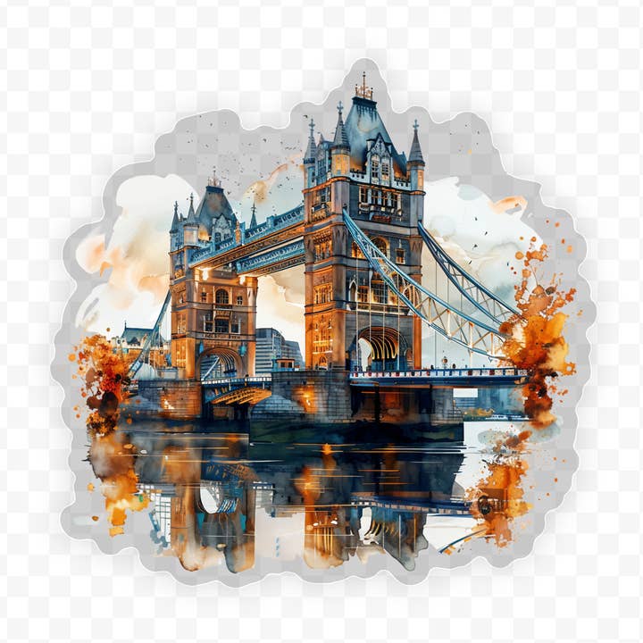 London Bridge UK Klar Vinyl, Aufkleber, 3x3 Zoll. für den Großhandel von Savannah and James Co