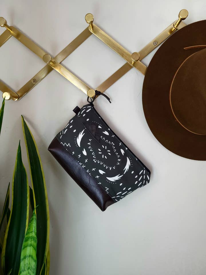 Boho Print Travel Bag with Flat Bottom & Mountain Patch for wholesale by 2nd Story Studio