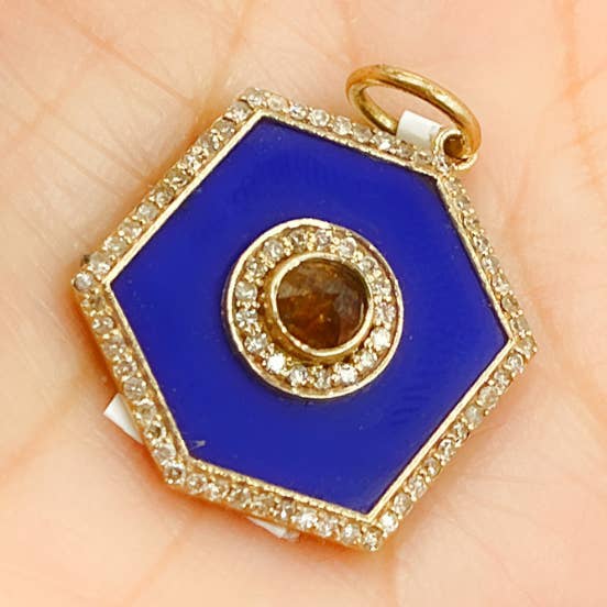 Colgante Hexagonal de Oro de 14K KG127. para venta al por mayor de Tresor Jewelry Inc.