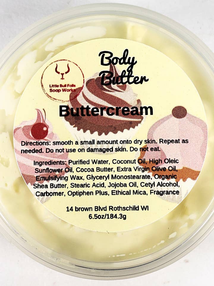 Mini beurre corporel Buttercream pour la vente par Little Bull Falls Soap Works