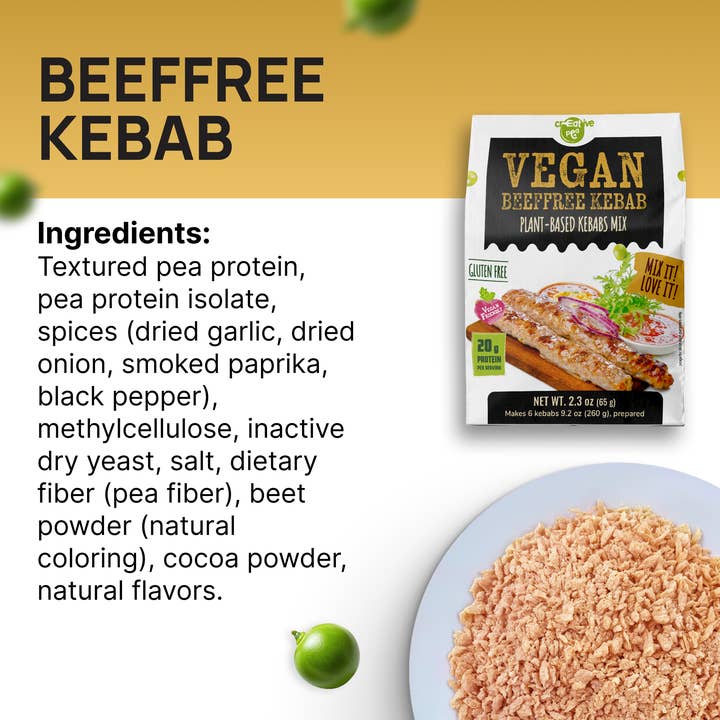 Creative Pea - Wholesale Shelf Stable Prepared Meal - Beef Kebab Pea Protein Mix- 4 Pack2