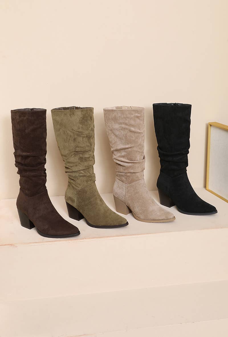 Joia Paris - Wholesale Boots - Unisex - Elegant block heel boots with pleated shaft WZ-11112